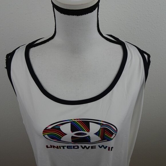 Under Armour Tank Top Women's Size 3X White Racerback Gym Workout United We Win - Picture 3 of 10